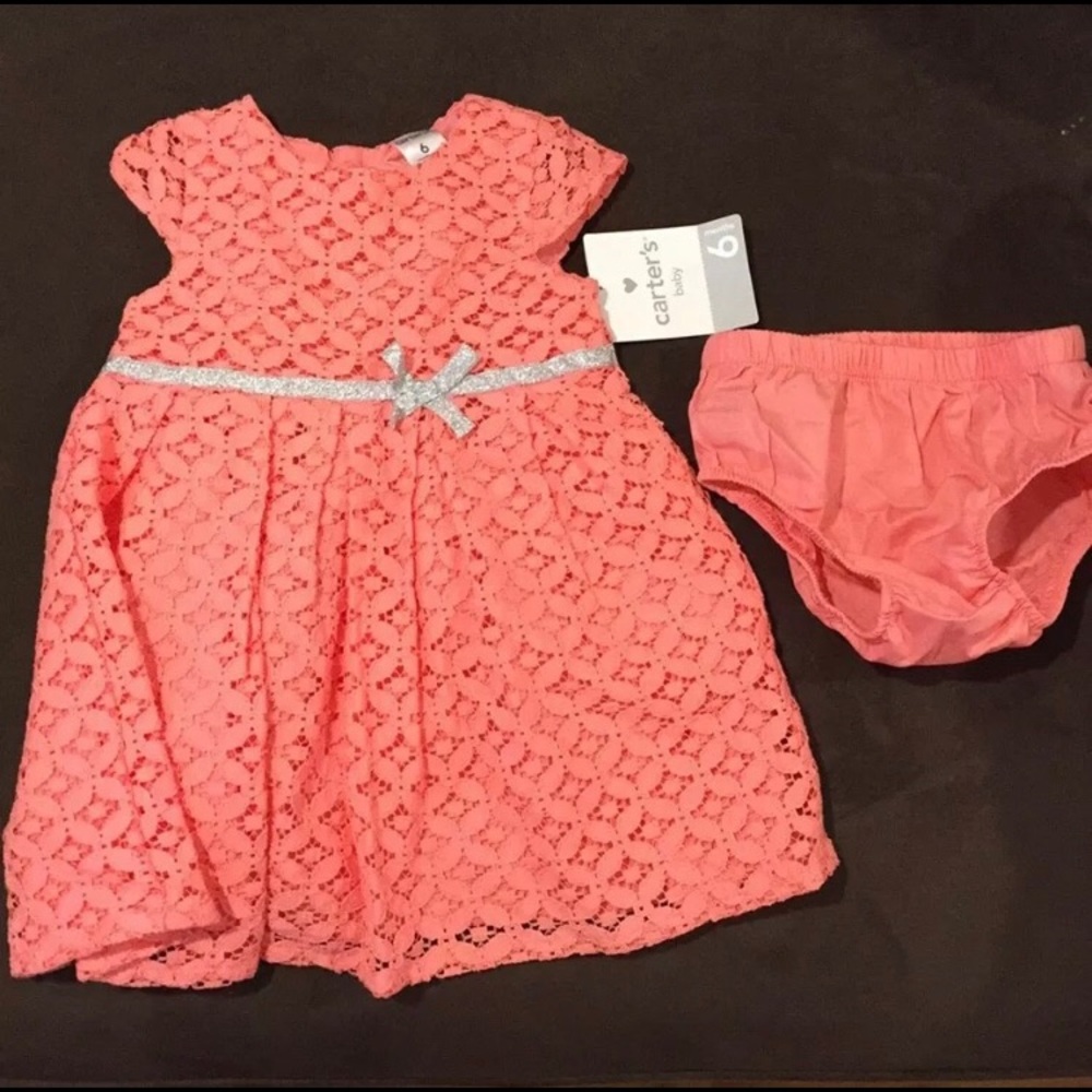 Carters pink lace dress. New with tags. 6 months